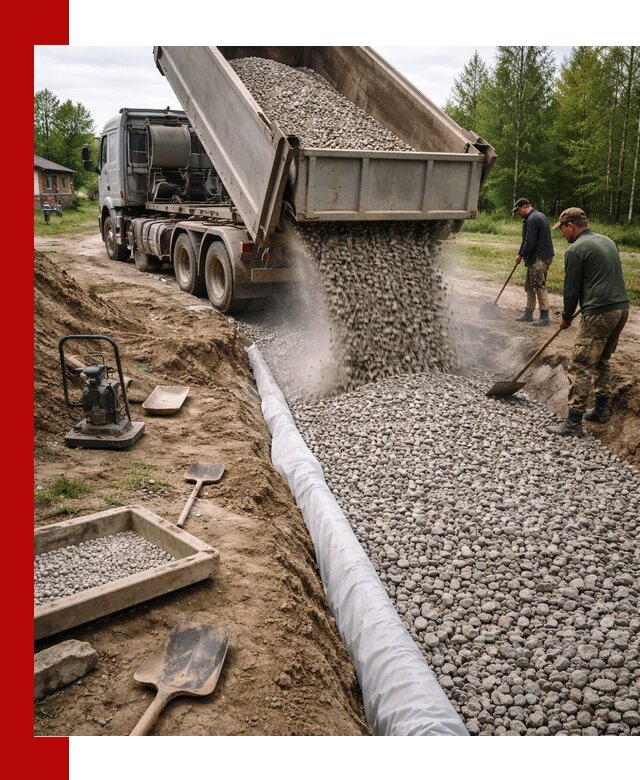 Гравий для дренажа с доставкой в Благовещенске качественный и недорогой