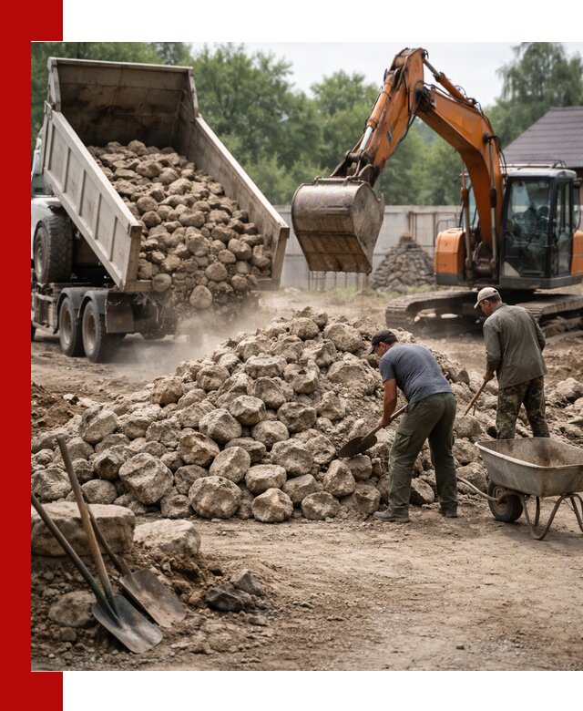 Доставка и разгрузка бутового камня в Благовещенске