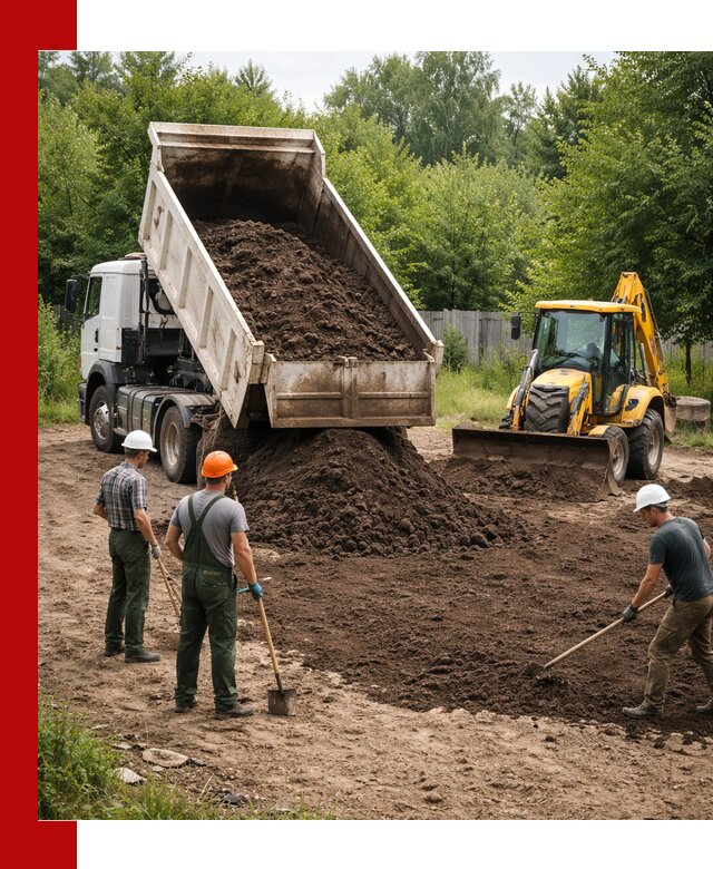 Доставка и укладка грунта для выравнивания участка в Благовещенске