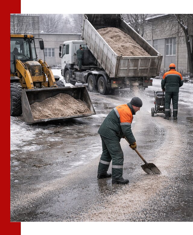 Реагент против гололеда с доставкой и нанесением в Благовещенске