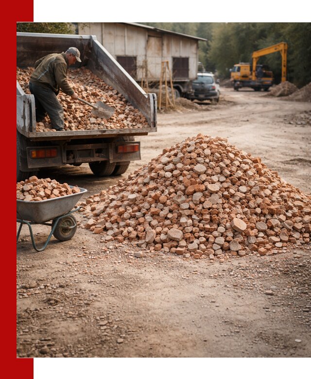 Доставка и подушка из боя кирпича с разгрузкой в Благовещенске