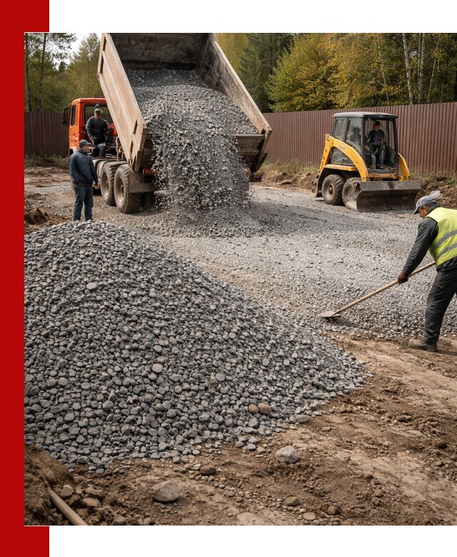 Отсыпка участка щебнем с доставкой и уплотнением в Благовещенске